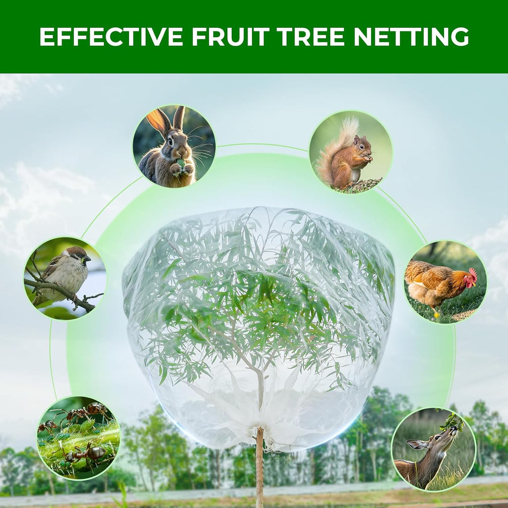 Fruit Tree Netting with 2-Way Zipper & Drawstring - 4'x6' Garden Plant Net Pest Barrier to Prevent Cicadas Bird Squirrel Deer - Bug Protection for Blueberry Tomato with Fine Mesh Insect Cover (4 Pack)