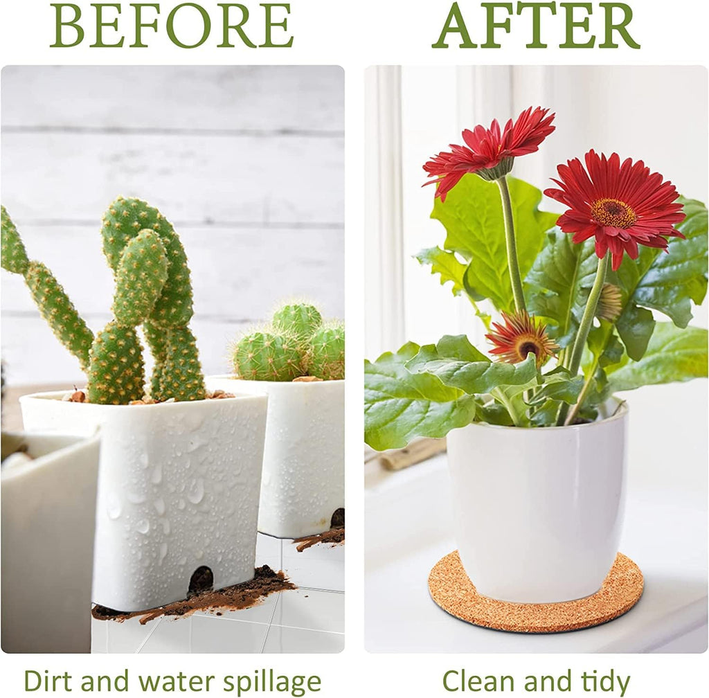Augshy 8Pcs 6 Inch Cork Plant Saucers Plant Mats Round Coasters Pad for Plants House Garden Indoors Pots DIY Craft Project