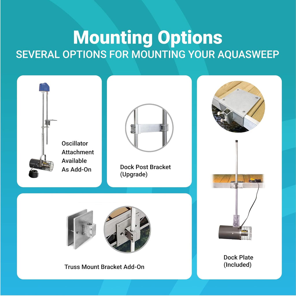 Scott Aerator 1 Horse Power 115V Muck Blaster - 50ft Cord | Aquasweep With Post Mount | Water Circulator, Agitator, and Mover | Muck Blower