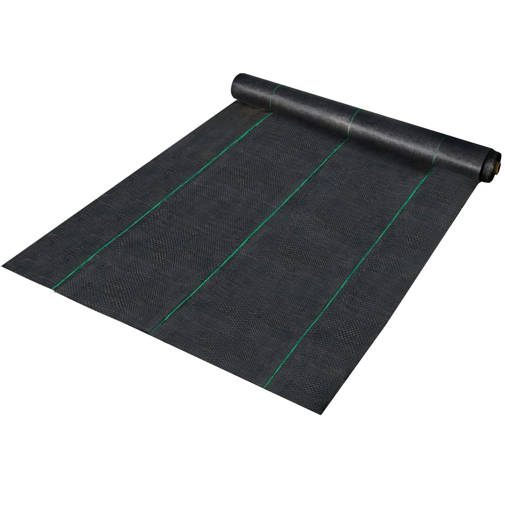 Happybuy 6x300ft Premium Weed Barrier Landscape Fabric Heavy Duty 2.4OZ, Woven Weed Control Fabric, High Permeability Good for Flower Bed, Geotextile Fabric Underlayment, Driveway Fabric Ground Cover