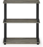 Furinno Turn-S-Tube 3-Tier Compact Multipurpose Shelf Display Rack with Square Tube, French Oak Grey/Black