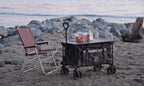 Whitsunday Folding Collapsible Utility Wagon, 400Lbs Heavy Duty Outdoor Park Beach Wagon with Table and Side Pocket for Garden Camping Sports Shopping Grey