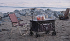 Whitsunday Folding Collapsible Utility Wagon, 400Lbs Heavy Duty Outdoor Park Beach Wagon with Table and Side Pocket for Garden Camping Sports Shopping Purple