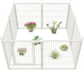 FXW Garden Fence Outdoor for The Yard – 32in(H) x 18.2ft(L) Heavy Duty Metal Animal Barrier for Dog and Rabbit, Decorative Dog Fence, 8 Panels, White