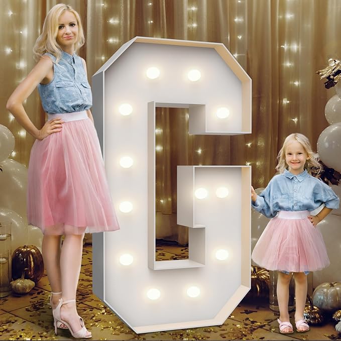 4FT Marquee Light Up Letters G,Party Decoration Large Marquee Light Up Letters with Weighted Water Bag,Pre-cut Foam Board Set Can Be Used for Birthdays,Weddings,Baby Anniversaries