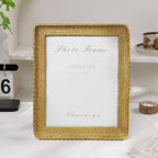 Cuspin 8x10 Picture Frame Gold, Vintage Gold Frames Rattan Textured Hand-Crafted Resin Photo Frame with Glass Front for Tabletop Display & Wall Display, Retro Design Home Decor