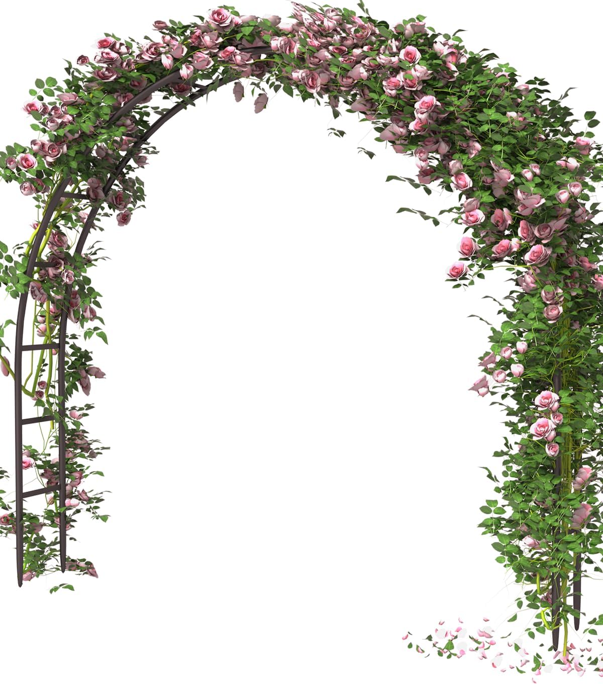 Queension Metal Arch Backdrop Stand 7Ft Wide 7.7Ft High, Wedding Arch Frame for Wedding Decorations, Balloon Arch Stand with Base for Ceremony, Outdoor Garden Arch Trellis for Climbing Plants, Black