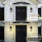 JYZ Dusk to Dawn Outdoor Wall Lantern, Craftsman Style Exterior Sconce Light with Water Ripple Glass, Traditional Porch Light Fixture Wall Mount Lamp for Front Porch Doorway Garage Patio Garden