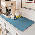 AMOAMI-Coffee Mat Hide Stain Rubber Backed Absorbent Dish Drying Mat for Kitchen Counter-Coffee Bar Accessories Fit Under Maker Machine Pot Espresso Machine Dish Rack Blue