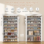 Shoe Rack with Covers 10 Tier Tall Shoe Rack Organizer Large Capacity Shoe Shelf Storage 40 Pairs Space Saving Free Standing Shoe Storage Organizer for Closet, Entryway, Dorm, White