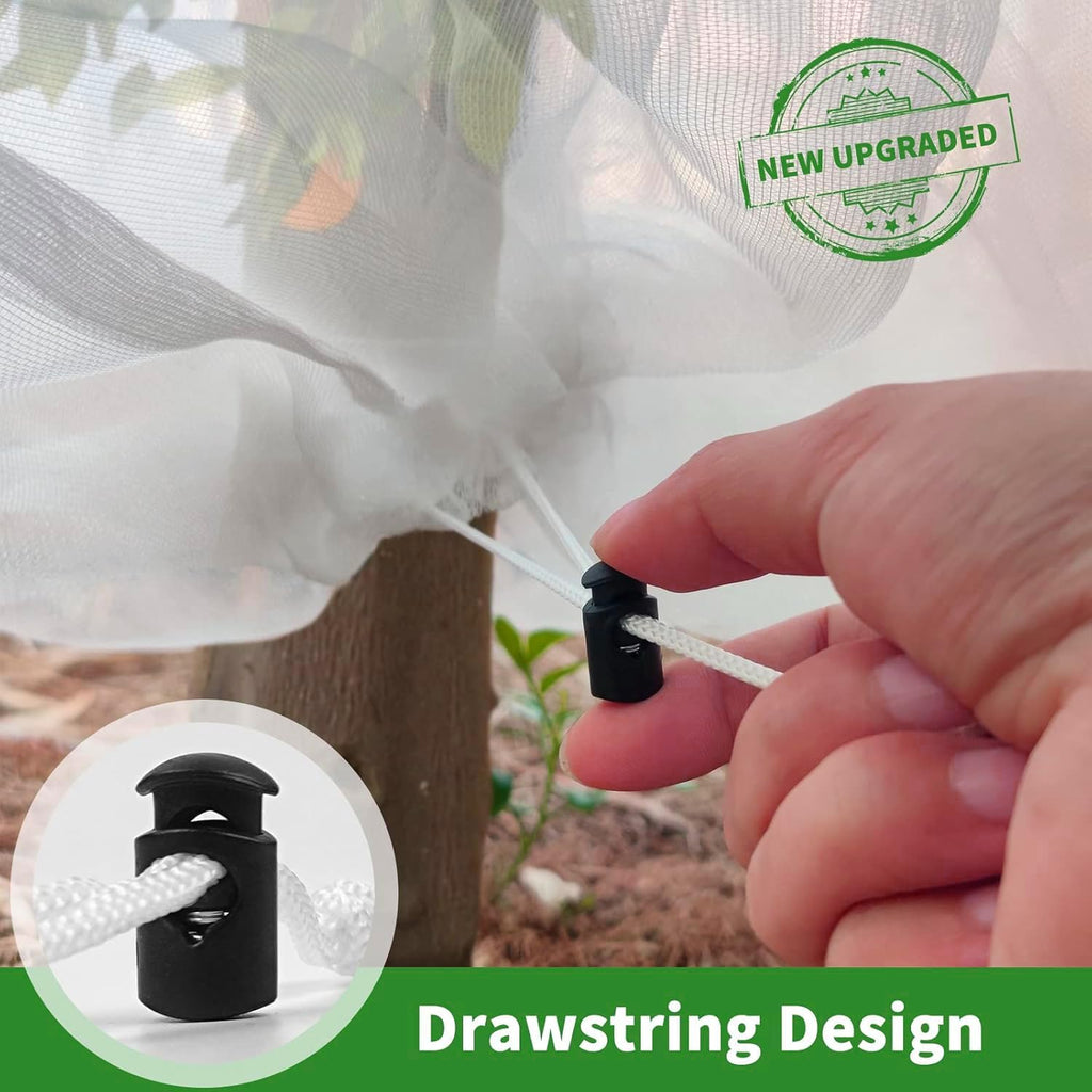 8×6.6Ft Fruit Tree Netting Cover with Drawstring/Zipper- Bird Garden Mesh Netting Protect Tomato Blueberry Bushes Strawberry from Cicada/Insect/Bug/Squirrel, Plant Netting Cover Pest Barrier