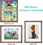 RPJC 11x14 inch Picture Frame Made of Solid Wood and High Definition Glass Display Pictures 8x10 with Mat or 11x14 Without Mat for Wall Mounting Photo Frame Driftwood Finish