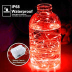 pozzolanas 24 Pack Red Battery Operated String Lights - 7ft Waterproof Fairy Lights with 20 LEDs for Home, Mason Jar, Party, Wedding, Halloween, Christmas Decorations