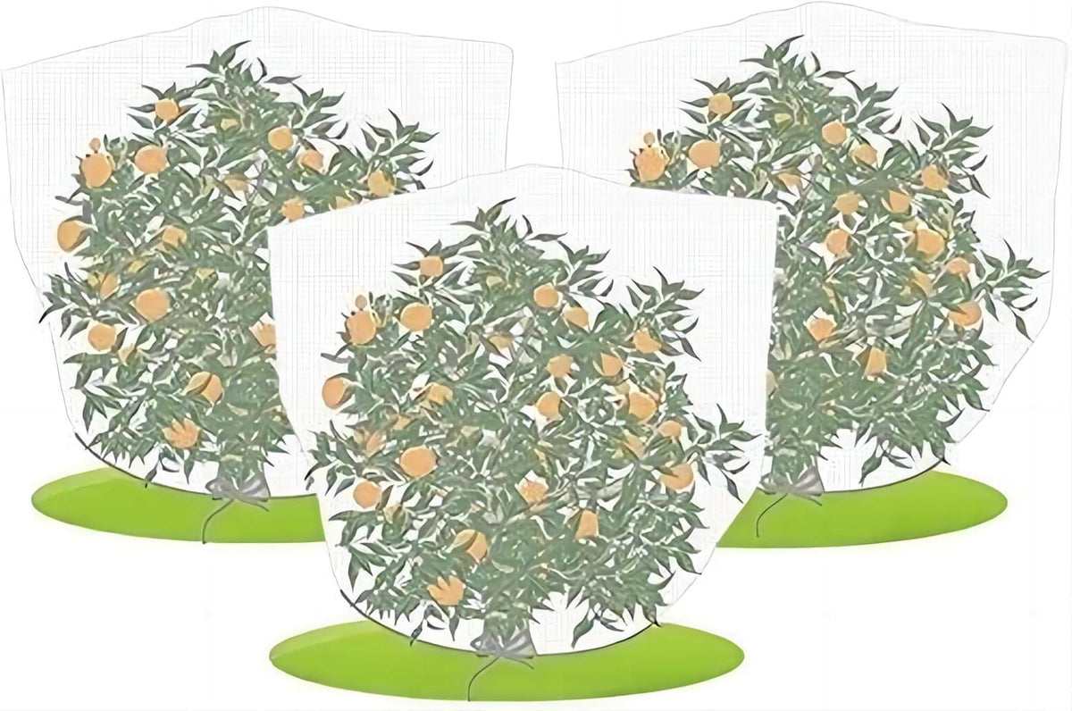 Agfabric Bird Netting 72" Hx72 W Garden Netting Insect Pest Barrier,Plant Cover Fruit Tree Netting Mesh Protection Bag with Drawstring,White,3 Pack