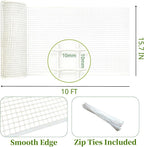 PotatoLife Plastic Wire Mesh Fence, Balcony Fence for Baby and Pets, Safety Fence, Stair Protector, Poultry, Garden, Tree Support, Durable Material, Free Zip Ties (White, 15.7'' x 10')