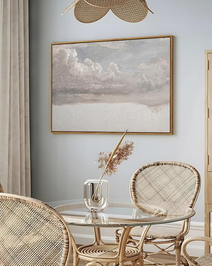 InSimSea Framed Canvas Wall Art Vintage Decor, Home Decor Classical Oil Painting Cloud Study Wall Decorations for Living Room, Large Prints Artwork for Bedroom Bathroom Gallery, 24"x36"