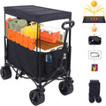 Nice C Wagon with Canopy, Collapsible Wagon, Foldable Wagons, 30W Portable Solar Panel w/USB, Type-C & DC Charging Cable, All-Terrain Wheels
