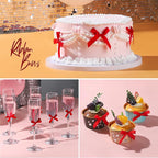 YGDZ 50 PCS Mini Red Bows, Red Satin Ribbon Bows, Small Bows for Crafts, Tiny Bow for Mother Day, Party Decorations, Balloon, Gift Box Packaging