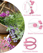 Pink Flower Scissors, Thickened Stainless Steel Floral Pruning Snips – Sharp Garden Clippers for Fresh Flowers, Flower Arrangement Supplies, DIY Floral Cutting Scissor (4 PCS Pink)