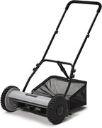 16" Push Reel Lawn Mower with Grass Catcher – Manual 5-Blade Hand Mower, Adjustable 3-Position Cutting Height (0.5"–1.75"), Lightweight & Eco-Friendly – 1-Year Warranty