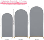Wedding Arch Covers Arch Backdrop Cover Arch Stand Covers 7.2FT 6.6FT 6FT Set of 3 Arch Cover Spandex Fabric Stretchy Backdrop for Wedding Birthday Party Decoration Baby Shower (Smoky Grey)