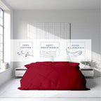 Kotton Culture 3 Pc Twin Size Duvet Cover Set- 100% Egyptian Cotton Sateen 600 TC Ultra Soft Premium Durable Comforter Cover Zipper Closure & Corner Ties (Red Burgundy, Twin/Twin XL 68" X 90")