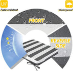 AAAAAcessories Outdoor Seat Cushions for Chairs, Waterproof, Fade-Resistant, 18" x 18" x 2", Patio Furniture Replacement Cushions, Set of 2, Gray Cabana Stripe