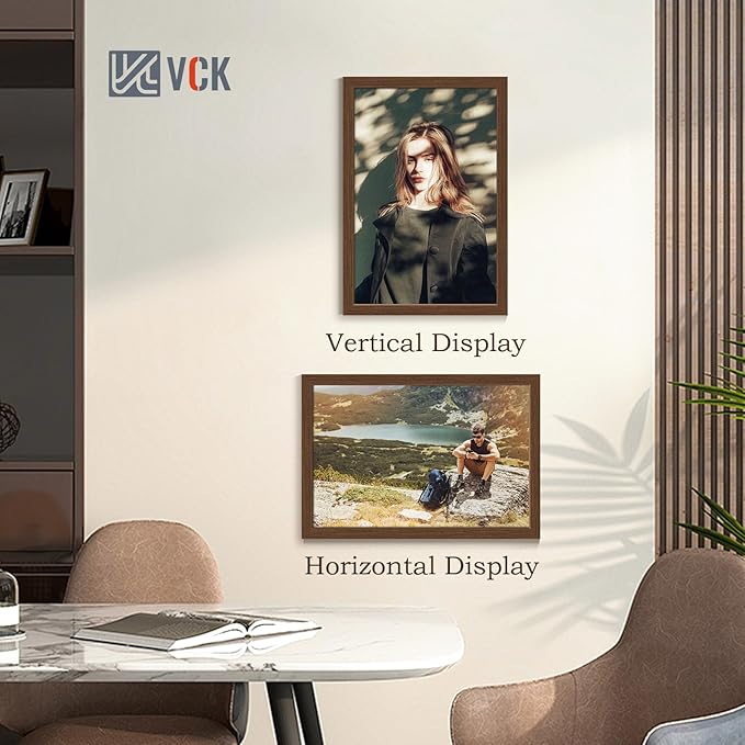 VCK 16x24 Poster Frame Set of 4 - Brown, Gallery-Quality Wood Picture Frames, 1.1-Inch Wide Border, Polished Plexiglass, Vertical or Horizontal Wall Display for Photo/Art/Prints, Brown