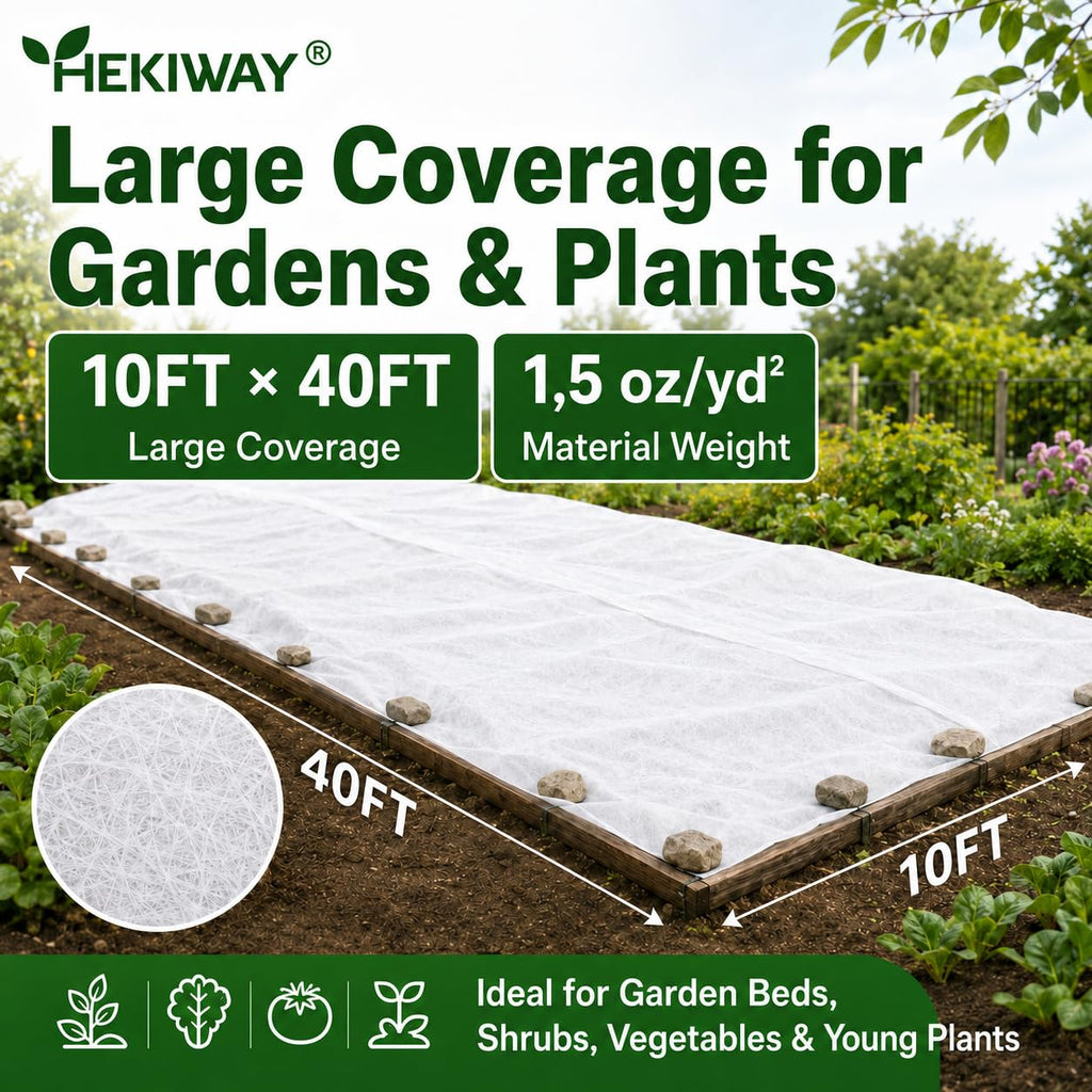 HEKIWAY 10 FT x 40 FT Frost Cloth, Plant Covers for Freeze Protection