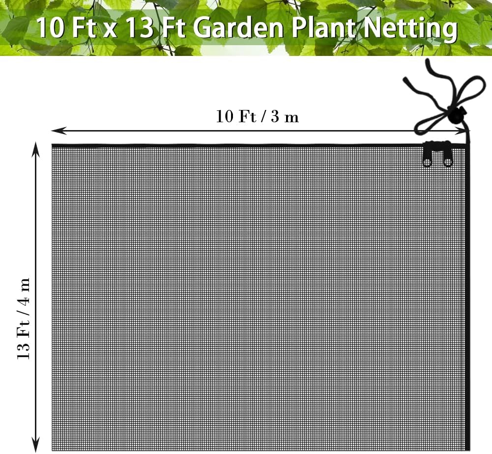 Fruit Tree Netting Covers with Zipper to Protect from Squirrels and Birds Large Netting for Fruit Trees Net Protection, Black, 10' x 13', 1 Pack