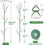 12 Pack Plant Support Stakes, Plant Stakes for Indoor and Outdoor Plants. 39.37inch Plant Sticks with Extension Poles, Plant Clips, Plant Ties for Potted Monstera Plants, Climbing Plants