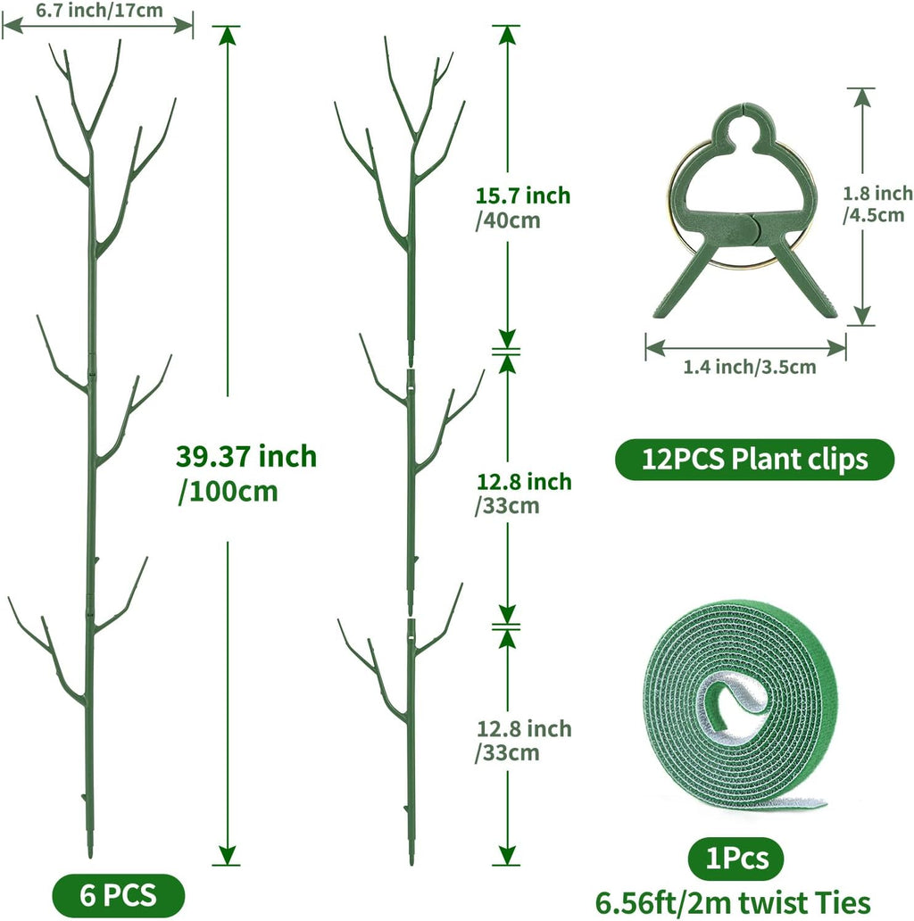 9 Pack Green Plant Support Stakes Plant Stakes for Indoor and Outdoor Plants. 39.37inch Plant Sticks with Extension Poles, Plant Clips,Plant Ties for Potted Monstera Plants, Climbing Plants