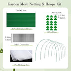 Garden Mesh Netting Kit with Hoops, 36Pcs Greenhouse Hoops Grow Tunnel Garden Covers for Raised Beds Fiberglass Frame Plant Protection Row Cover for Vegetable Fruit Flowers