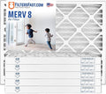 Filters Fast 16x25x2 Pleated Air Filter Merv 8, 2” AC Furnace Air Filters, Made in the USA, Actual Size 15.5x24.5x1.75, 6 Pack