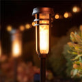 Metal Solar Torch Lights - Adjustable Height (24" - 50"), Outdoor Garden Decor with Patented LED, Waterproof Solar Tiki Torches for Yard, Patio, Garden Pathway, Matte Black – 1 Pack