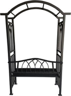 Black Aluminum Garden Arbor Arch with 2-Seater Bench