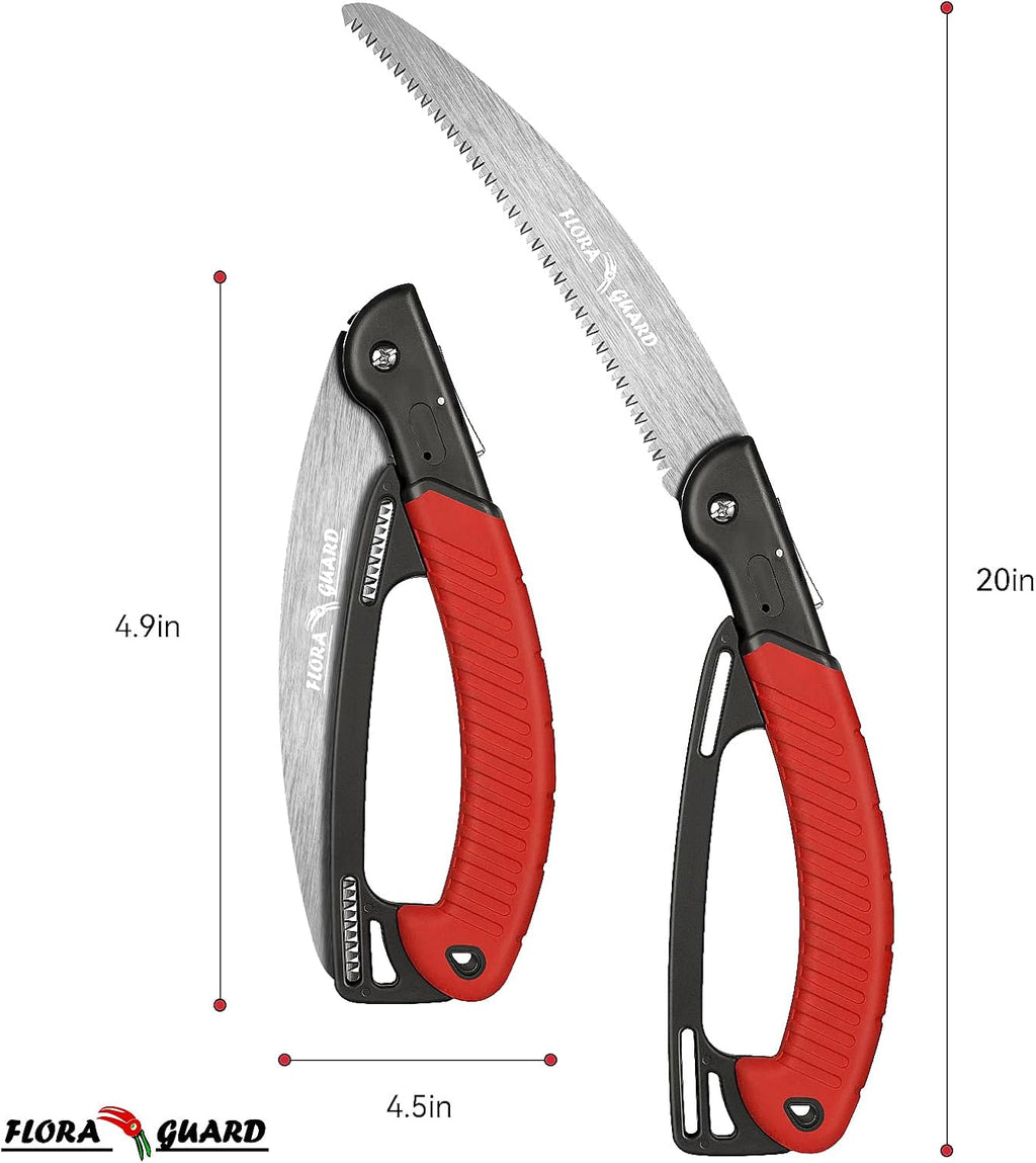 FLORA GUARD 10-Inch Folding Hand Saw, Heavy Duty Pruning Saw with Multi-Level Razer Teeth for Wood Cutting, Tree Trimming, Professional Camping Gardening Tools