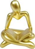 Gold Decor Thinker Statue Reading Women Figurine Abstract Art Sculpture Home Decor Modern Gold Decor Accents Golden Thinker Figurines for Living Room Shelves Bookshelf Office Shelf Desktop