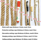 Natural Jute Hemp Rope Net,8mm Thick Safety Anti-Fall for Children Pet,Balcony Stairs Garden Playground Protection Net,Indoor & Outdoor Decor (Size:2M*3M(6.5FT*9.8FT))