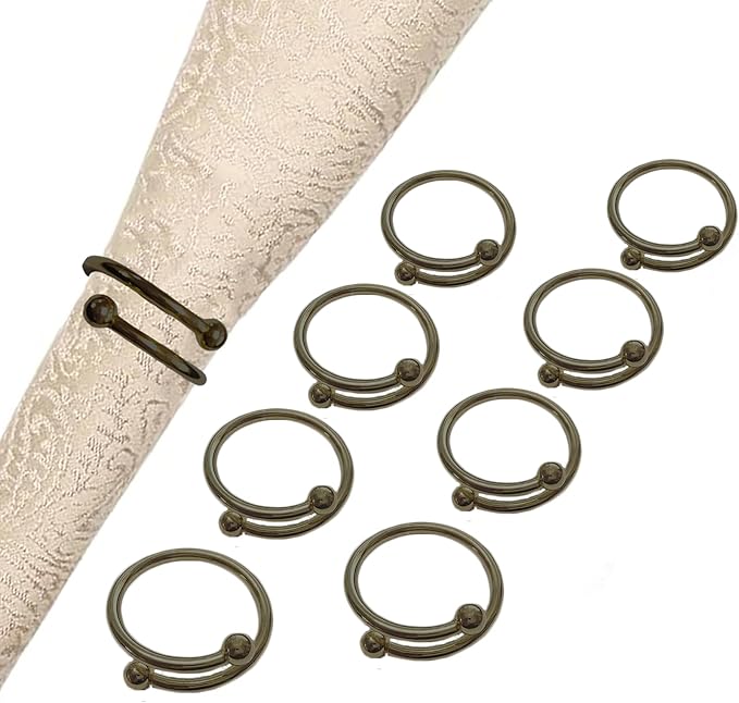 8 Pcs Black Napkin Rings - Round Napkin Ring,Stainless Steel Napkin Rings,Metal Napkin Ring for Table Settings Wedding Christmas Party Dinner Table(Spring Type)