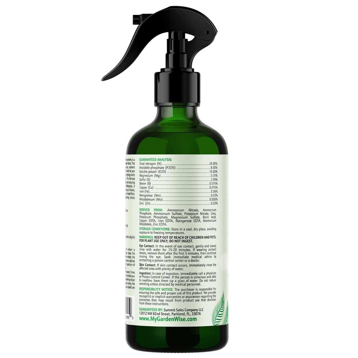 Professional Foliar Plant Spray with Essential Micronutrients 3-1-2 for Snake Plants, Dracaena trifasciata, Sansevieria - Liquid Fertilizer - Plant Food - Plant Shine - Plant Care (16 OZ)