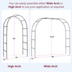 Garden Arch, Outdoor Flower Garden Arch Trellis, Sturdy Steel Arbor for Climbing Plants, Wedding Decoration, 94" H x 55" W, Black