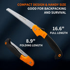 FLORA GUARD 7.7-Inch Folding Hand Saw, Pruning Saw with Trible-Cut Razor Teeth for Wood Cutting, Tree Trimming, Professional Camping Gardening Tools (Orange)