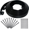 2 Inch x 50FT Landscape Edging Border with 45 Anchoring Spikes, No Dig Garden Border Edging Kit, Plastic Lawn Edging Border for Landscaping Garden Flower Beds Lawn Yard Paver Pathway, Black