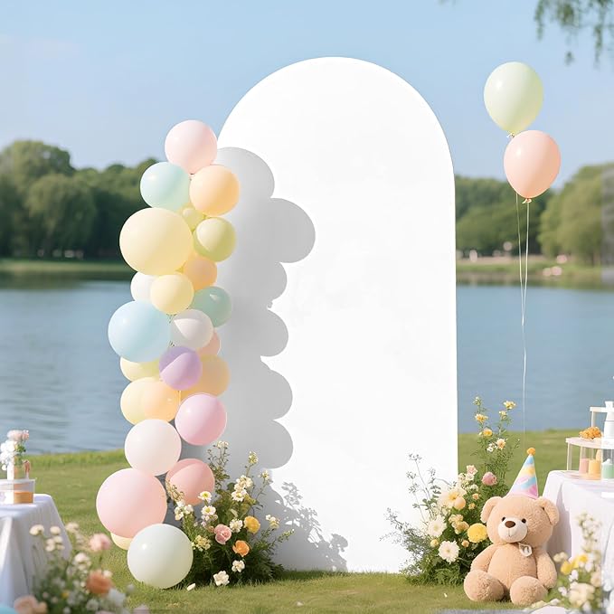 Ledido Wedding Arch Backdrop Cover 6FT Arch Covers Fitted Stretchy Spandex Round Top Stand Backdrop Cover for Wedding Banquet Ceremony Birthday Party Baby Shower Event Decoration,White