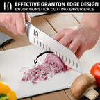 Santoku Knife 7 Inch, Japanese Professional Chef knife High Carbon Stainless Steel, Razor Sharp Chefs Kitchen Knife, Vegetable Chopping Knife for Cooking With Full-tang Handle, White