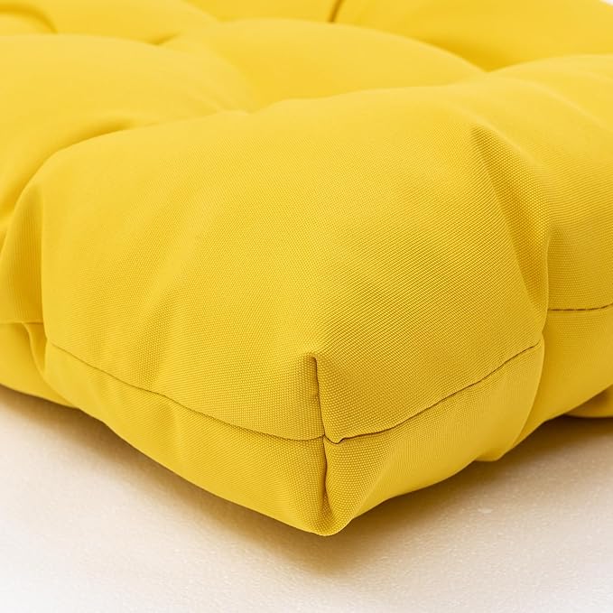 QILLOWAY Outdoor Chair Cushion for Patio Furniture, Waterproof Patio Cushions Set of 2 with Ties, Fade Resistant Replacement Pads for Outdoor Rocking Chairs,Yellow