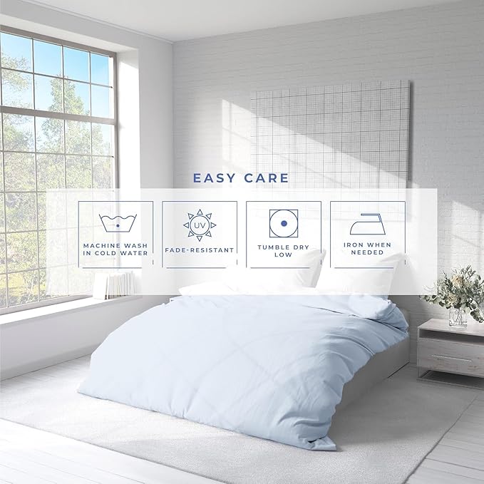 Kotton Culture 1 Pc Twin Size Duvet Cover Only -100% Egyptian Cotton Sateen 600 Thread Count Ultra Soft Premium Durable Comforter Cover Zipper Closure & Corner Ties (Blue Sky, Twin/Twin XL 68" X 90")