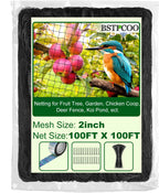 Chicken Netting Roof Hawk 100'x100' with 2" Mesh, Heavy Duty Bird Nettings for Garden with Birds Scare Tape, Nylon Bird Netting for Chicken Coop, Avian Nettings Deer Fence Fruit Tree Net