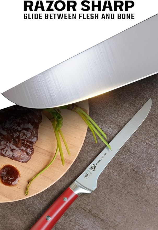 Dalstrong Boning Knife - 6 inch - Gladiator Series - High Carbon German Steel - Crimson Red ABS Handle - Meat Carving, Trimming, Deboning - w/Sheath - NSF Certified
